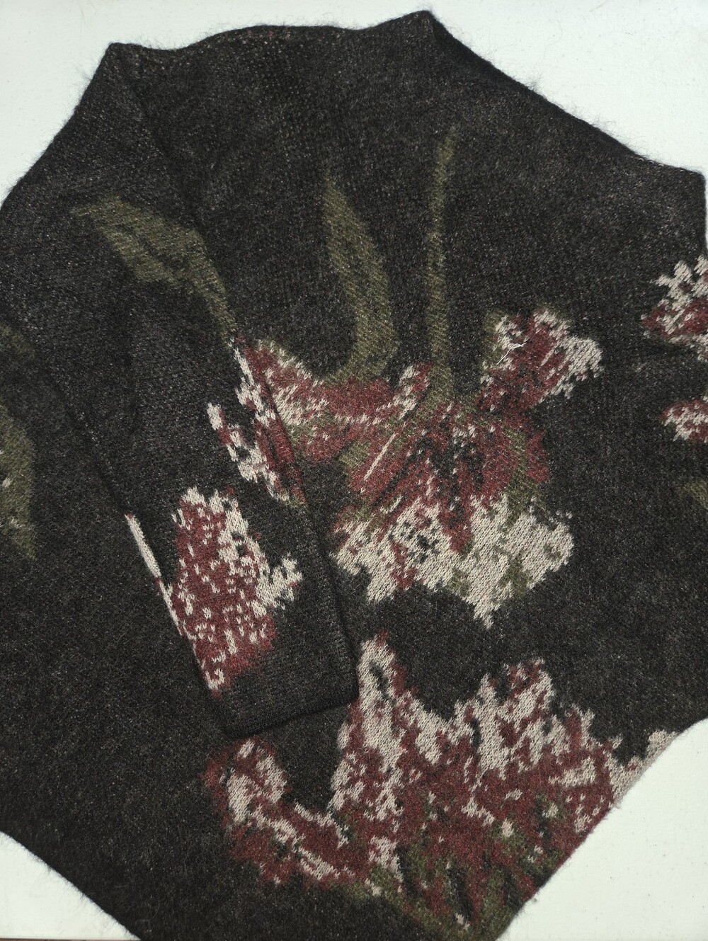 Vince Brushed Floral Funnel Neck Sweater alpaca-mohair blend
